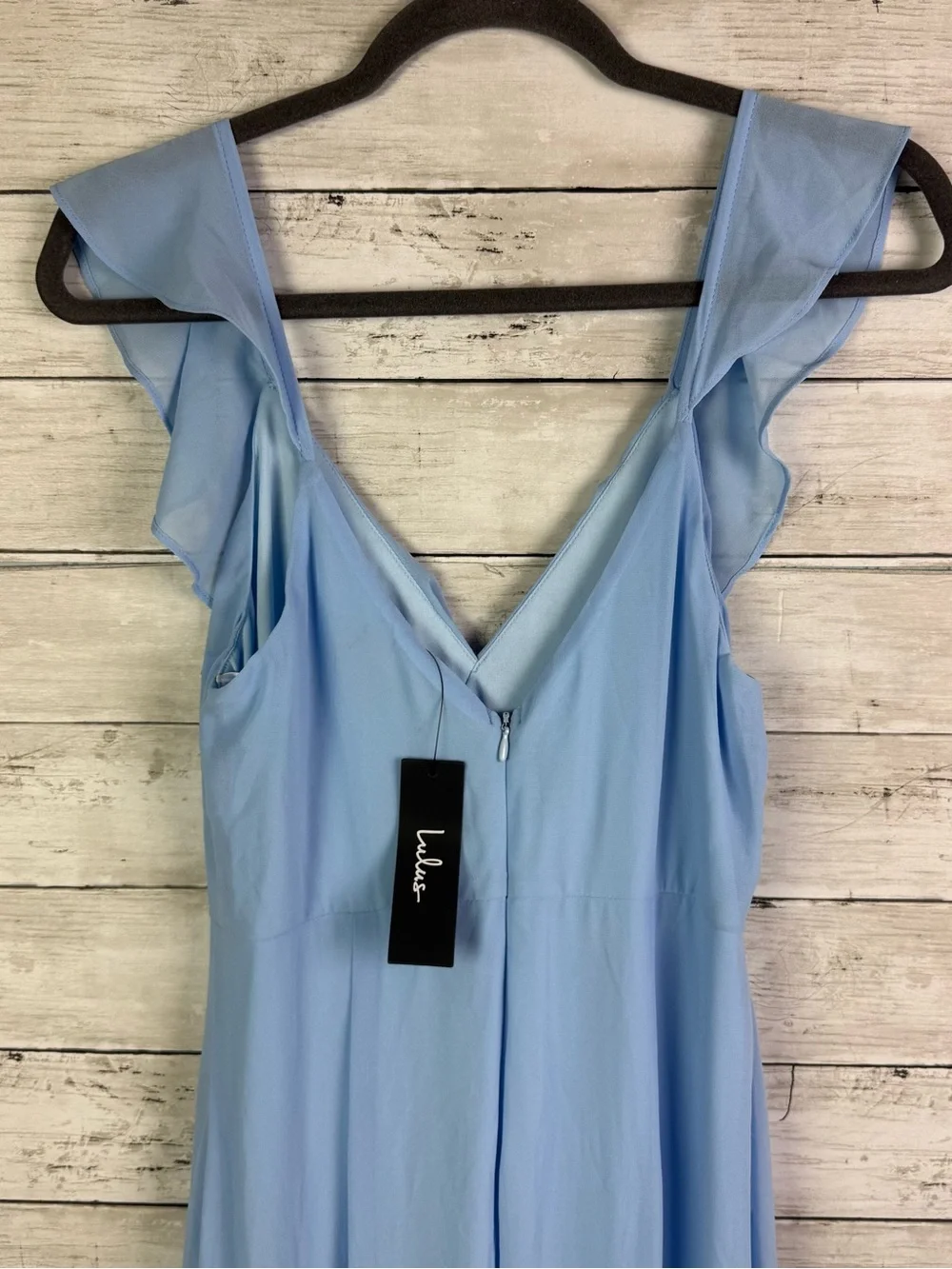 Lulus Charming Event Light Blue Asymmetrical Ruffled Maxi Dress Size Medium